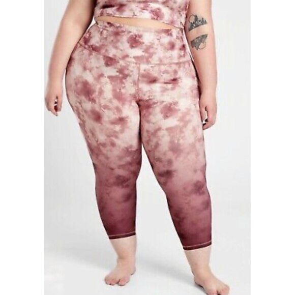 ATHLETA Shades of Pink Ballerina Gown Elation Printed 7/8 Crop Leggings Size 2X - Picture 2 of 9